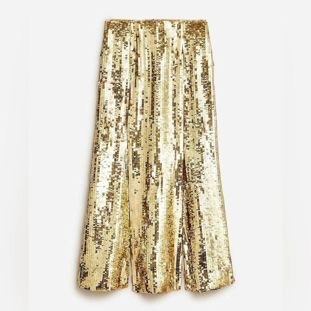 J. Crew Collection Gold Sequin Slip Skirt Size 4